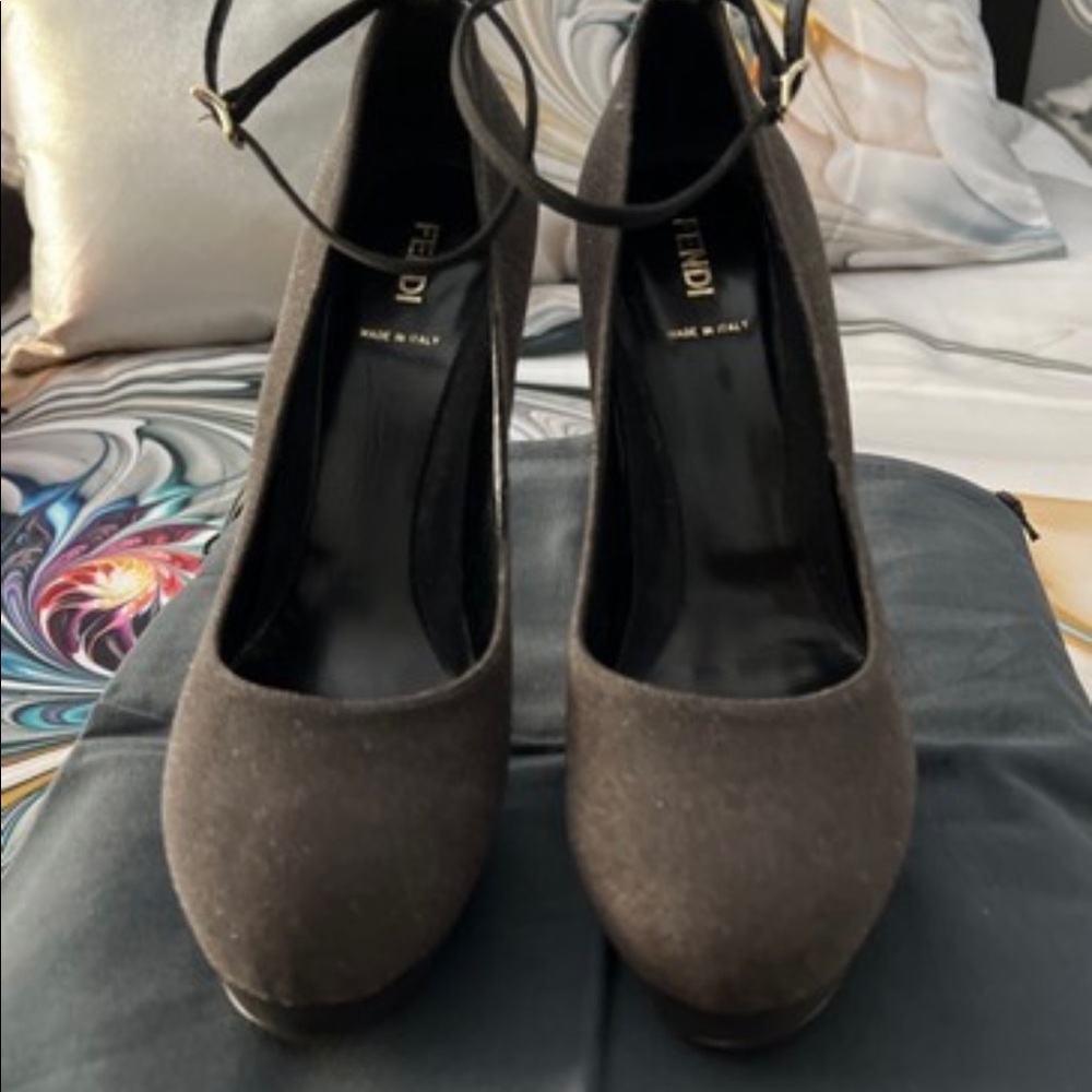 Fendi glitter platform shoe with ankle strap